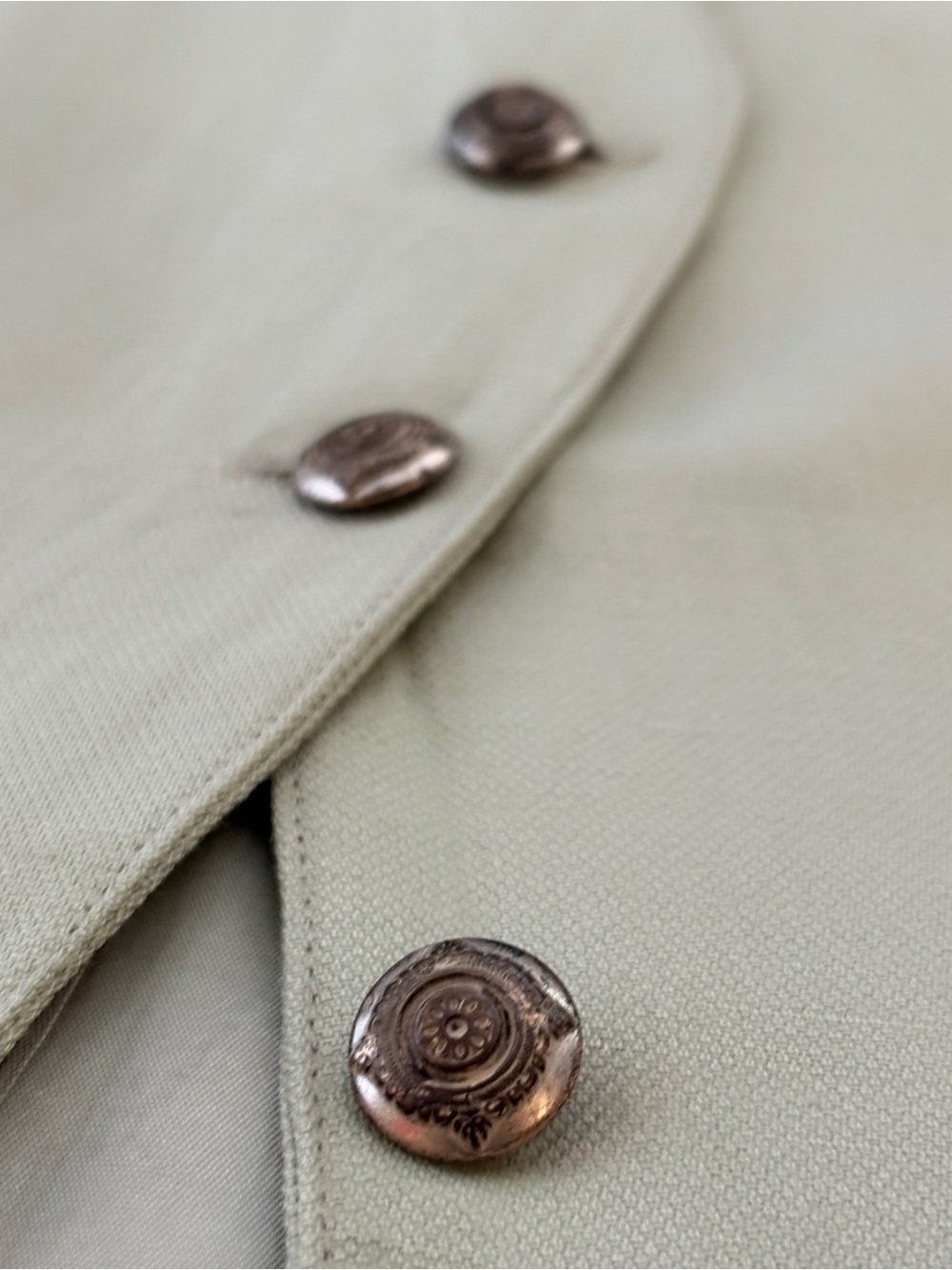 Vintage Tristan & Iseut Sage Green Linen Blend Button Front Vest Size 5 - Picture 5 of 9
